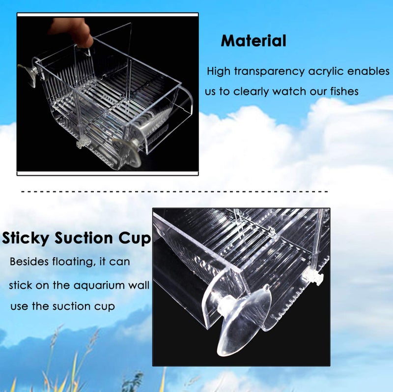 capetsma Fish Breeding Box, Acrylic Fish Isolation Box with Suction Cups, Aquarium Acclimation Hatchery Incubator for Baby Fishes Shrimp Clownfish and Guppy... Small Size (S) - Image 4
